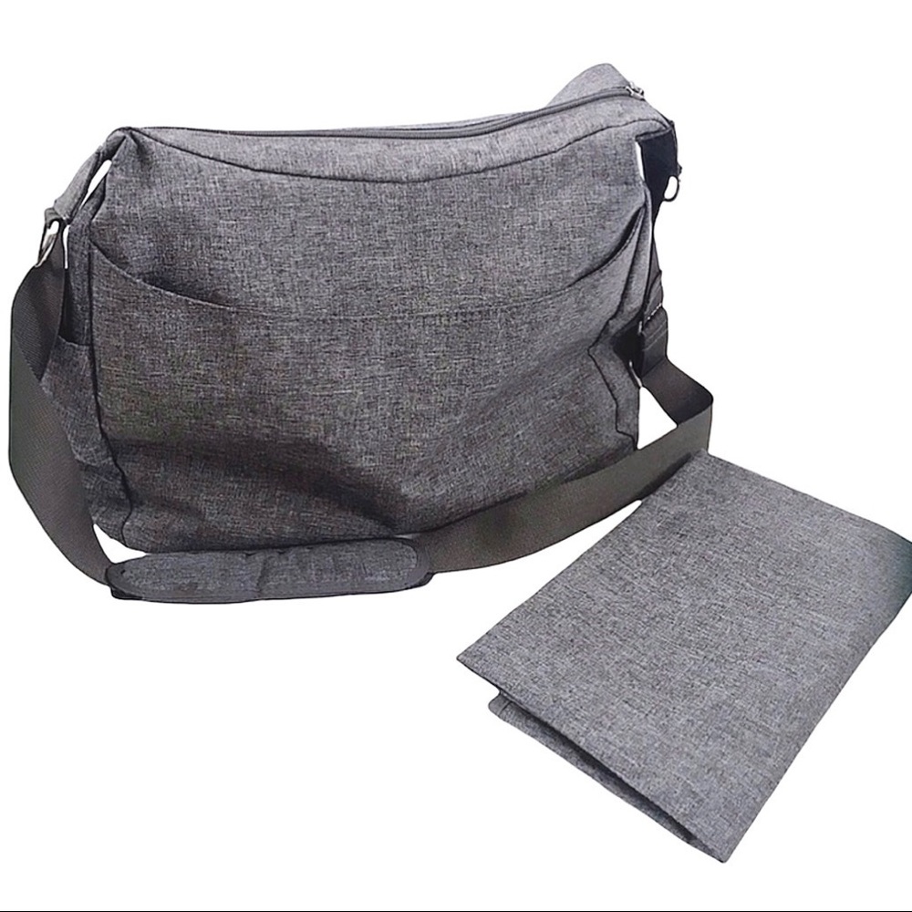 JJ Cole Gray Diaper Bag & Changing Pad